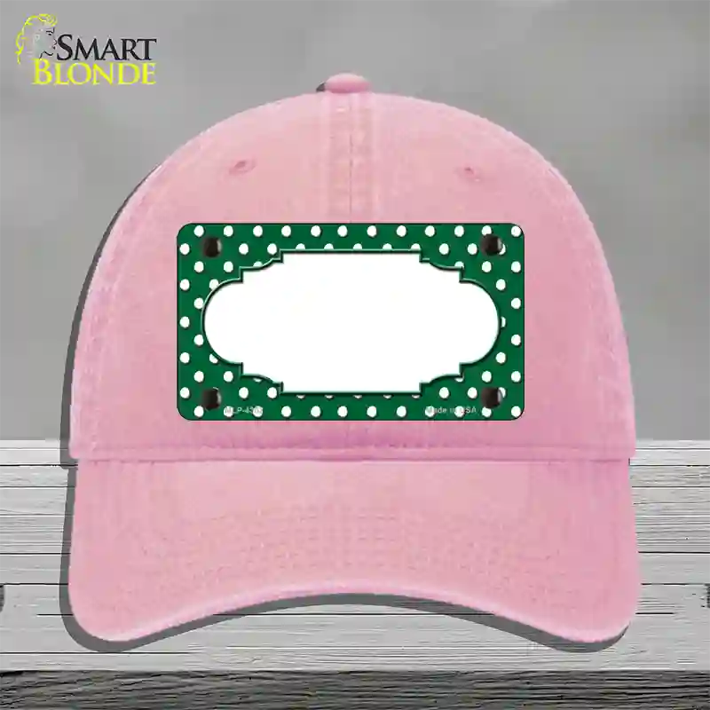 Scallop Green White Polka Dot Novelty License Plate Hat Unconstructed Cotton / Pink