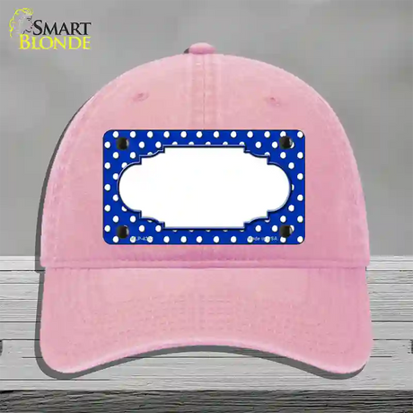 Scallop Blue White Polka Dot Novelty License Plate Hat Unconstructed Cotton / Pink