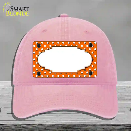 Scallop Orange White Polka Dot Novelty License Plate Hat Unconstructed Cotton / Pink