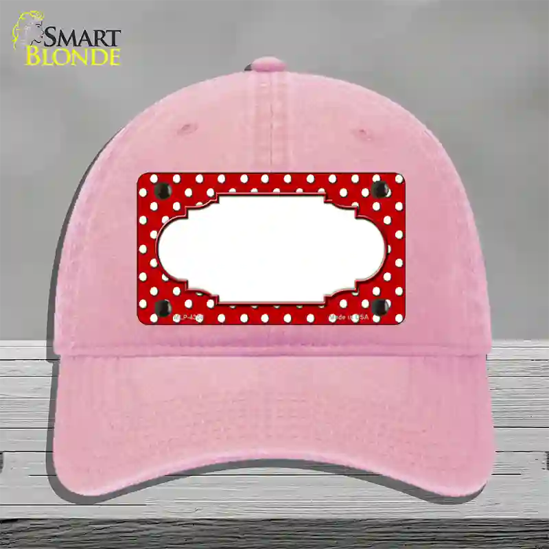 Scallop Red White Polka Dot Novelty License Plate Hat Unconstructed Cotton / Pink