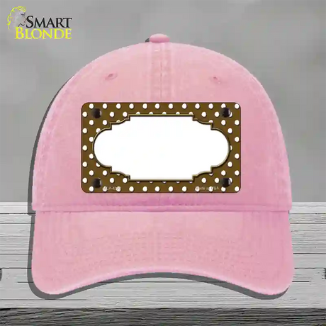 Scallop Brown White Polka Dot Novelty License Plate Hat Unconstructed Cotton / Pink