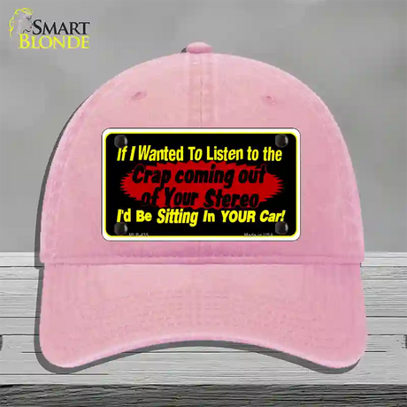 The Crap From Your Stereo Novelty License Plate Hat Unconstructed Cotton / Pink