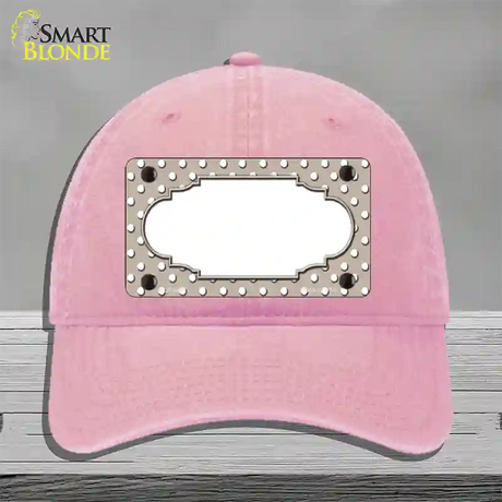 Scallop Tan White Polka Dot Novelty License Plate Hat Unconstructed Cotton / Pink