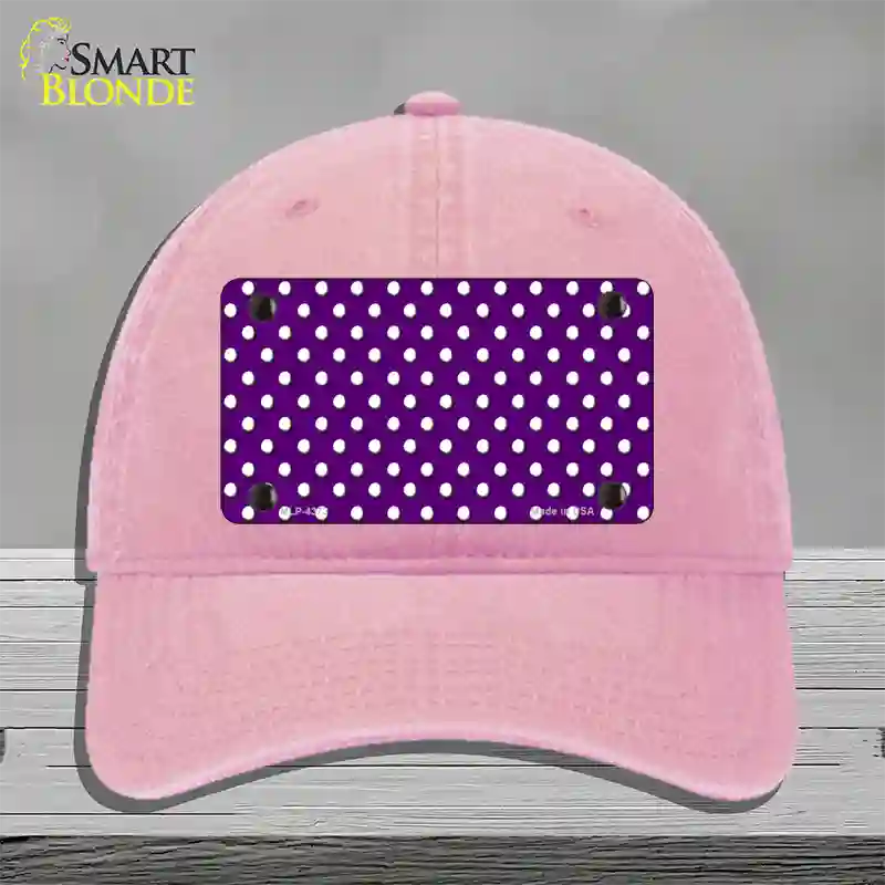 Purple Polka Dot Novelty License Plate Hat Unconstructed Cotton / Pink