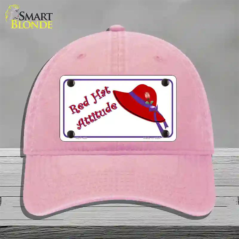 Red Hat Attitude Novelty License Plate Hat Unconstructed Cotton / Pink