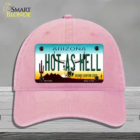 Hot As Hell Arizona Novelty License Plate Hat Unconstructed Cotton / Pink