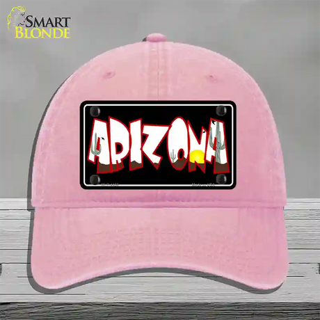 Arizona Black Novelty License Plate Hat Unconstructed Cotton / Pink