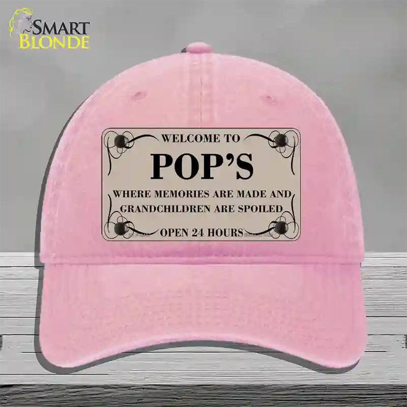 Welcome To Pops Novelty License Plate Hat Unconstructed Cotton / Pink