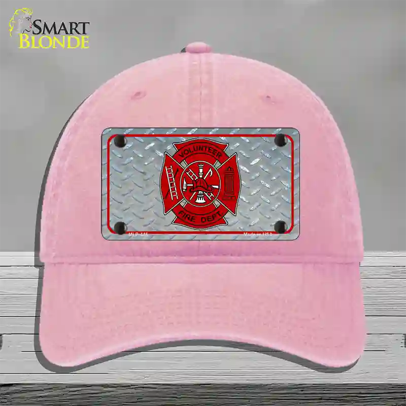 Volunteer Fire Dept Novelty License Plate Hat Unconstructed Cotton / Pink