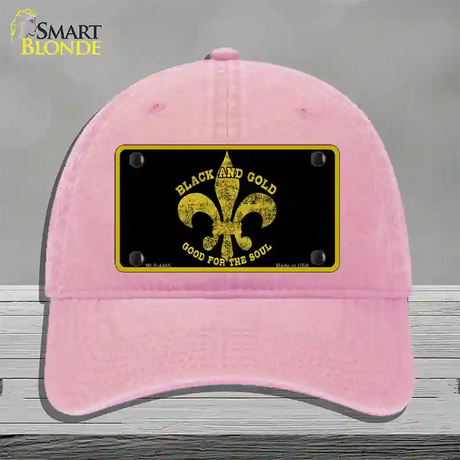 Saints Fleur De Lis Black Novelty License Plate Hat Unconstructed Cotton / Pink