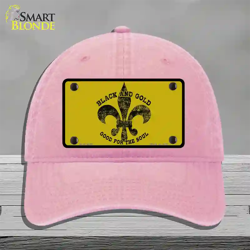 Saints Fleur De Lis Gold Novelty License Plate Hat Unconstructed Cotton / Pink