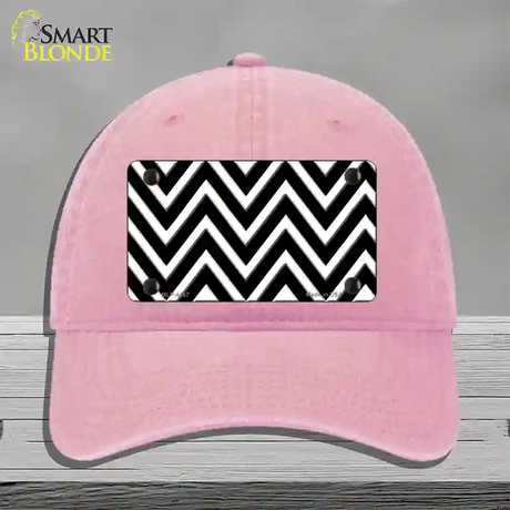 Black White Large Chevron Novelty License Plate Hat Unconstructed Cotton / Pink