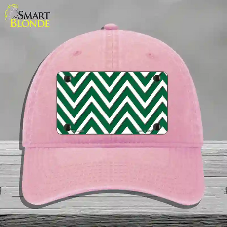 Green White Large Chevron Novelty License Plate Hat Unconstructed Cotton / Pink