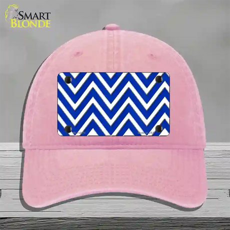 Blue White Large Chevron Novelty License Plate Hat Unconstructed Cotton / Pink