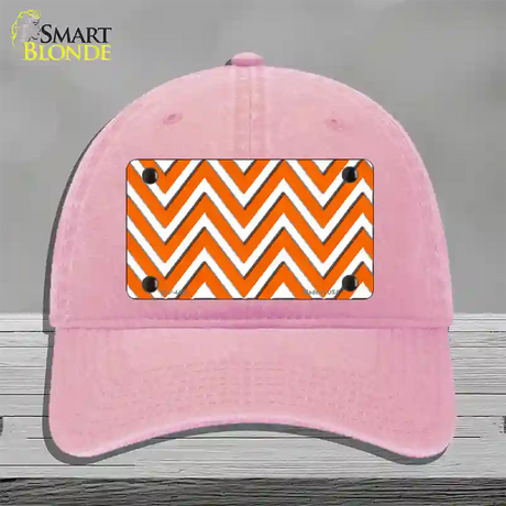 Orange White Large Chevron Novelty License Plate Hat Unconstructed Cotton / Pink