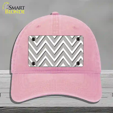 Grey White Large Chevron Novelty License Plate Hat Unconstructed Cotton / Pink