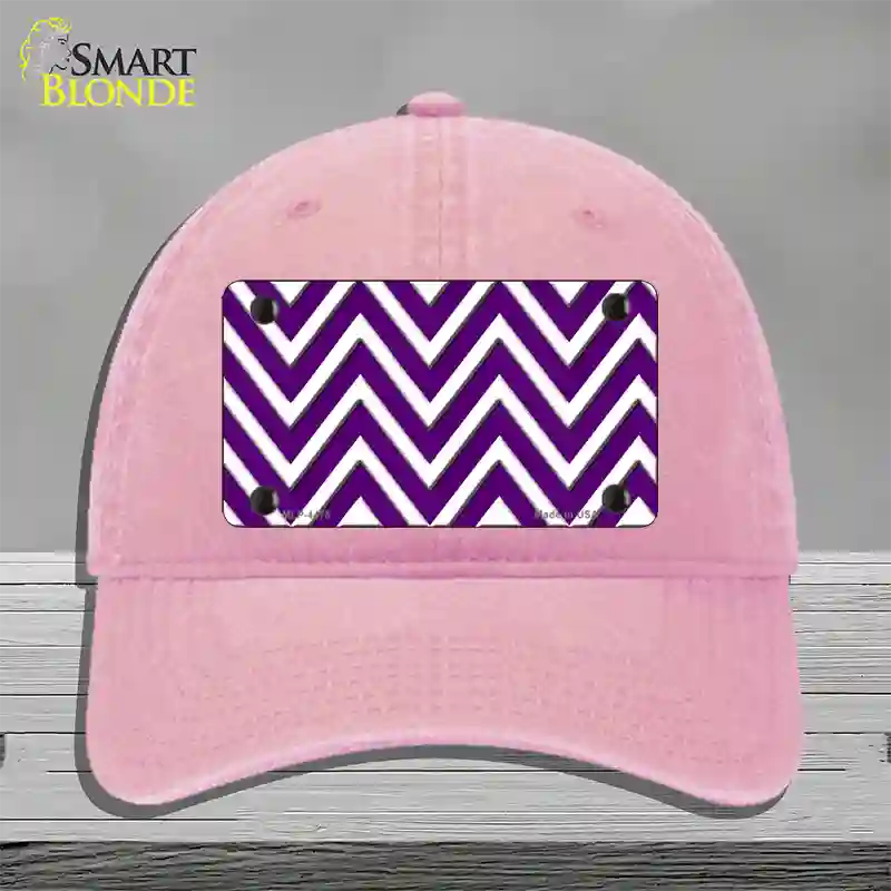 Purple White Large Chevron Novelty License Plate Hat Unconstructed Cotton / Pink