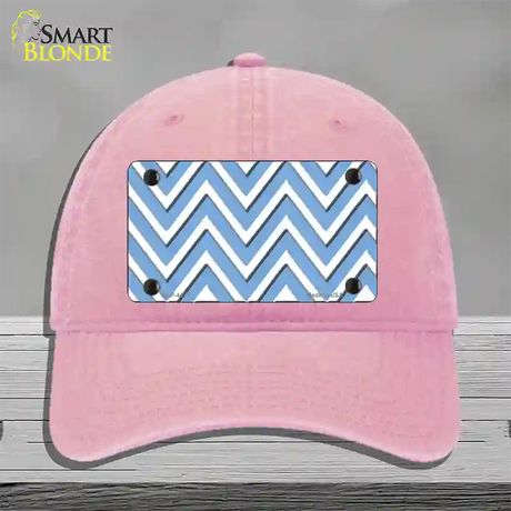 Light Blue White Large Chevron Novelty License Plate Hat Unconstructed Cotton / Pink