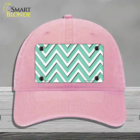 Mint White Large Chevron Novelty License Plate Hat Unconstructed Cotton / Pink