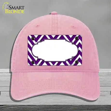 Purple White Large Chevron Center Scallop Novelty License Plate Hat Unconstructed Cotton / Pink