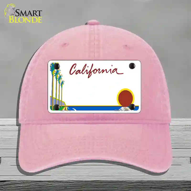 California Palm Trees State Blank Novelty License Plate Hat Unconstructed Cotton / Pink