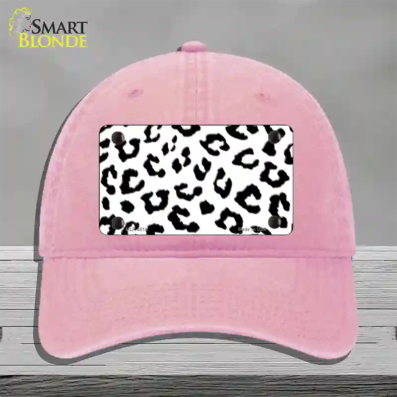 White Black Cheetah Novelty License Plate Hat Unconstructed Cotton / Pink