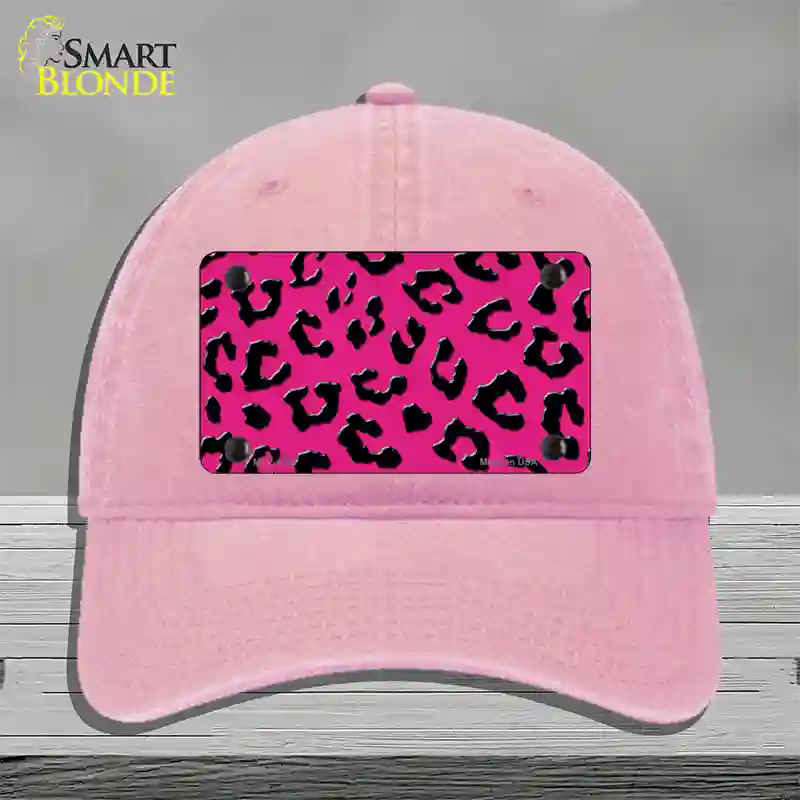 Pink Black Cheetah Novelty License Plate Hat Unconstructed Cotton / Pink