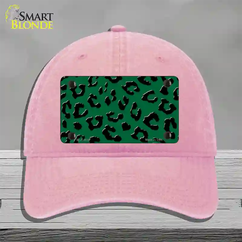 Green Black Cheetah Novelty License Plate Hat Unconstructed Cotton / Pink