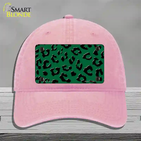 Green Black Cheetah Novelty License Plate Hat Unconstructed Cotton / Pink