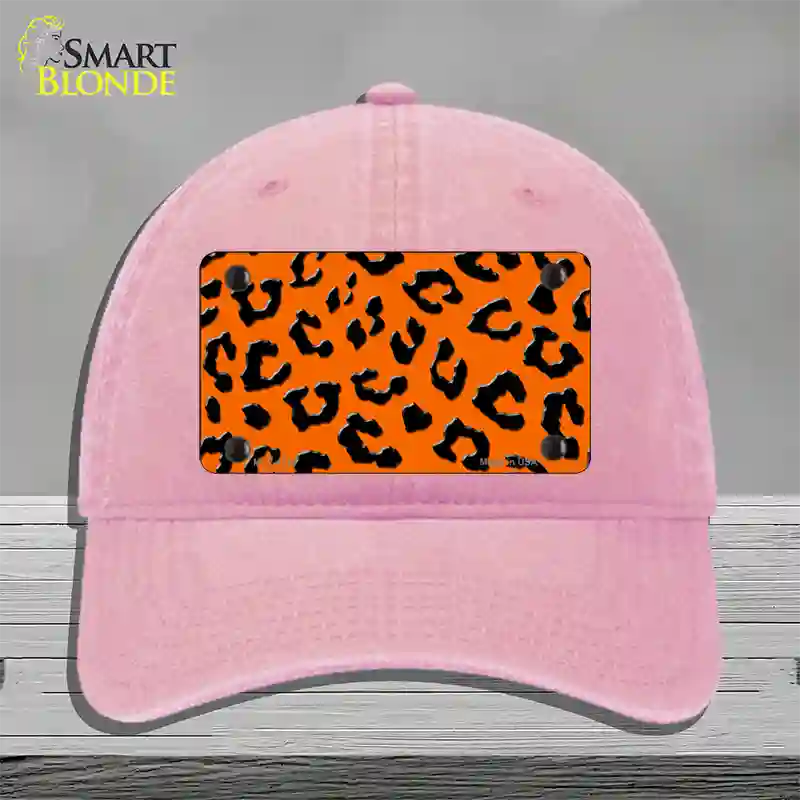 Orange Black Cheetah Novelty License Plate Hat Unconstructed Cotton / Pink