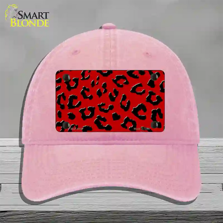 Red Black Cheetah Novelty License Plate Hat Unconstructed Cotton / Pink