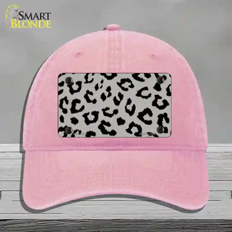 Grey Black Cheetah Novelty License Plate Hat Unconstructed Cotton / Pink