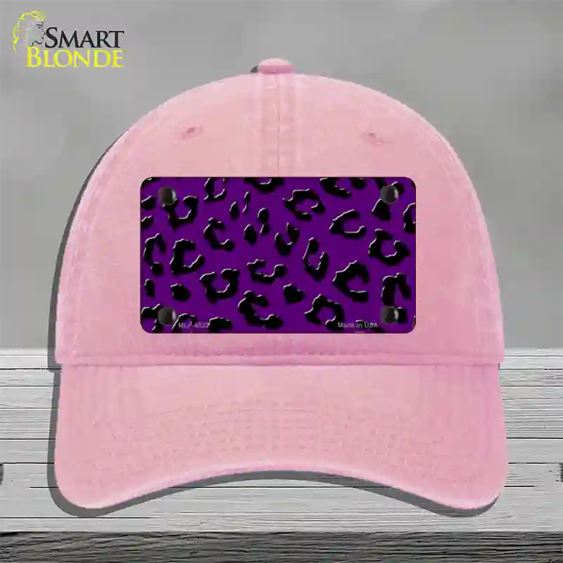 Purple Black Cheetah Novelty License Plate Hat Unconstructed Cotton / Pink