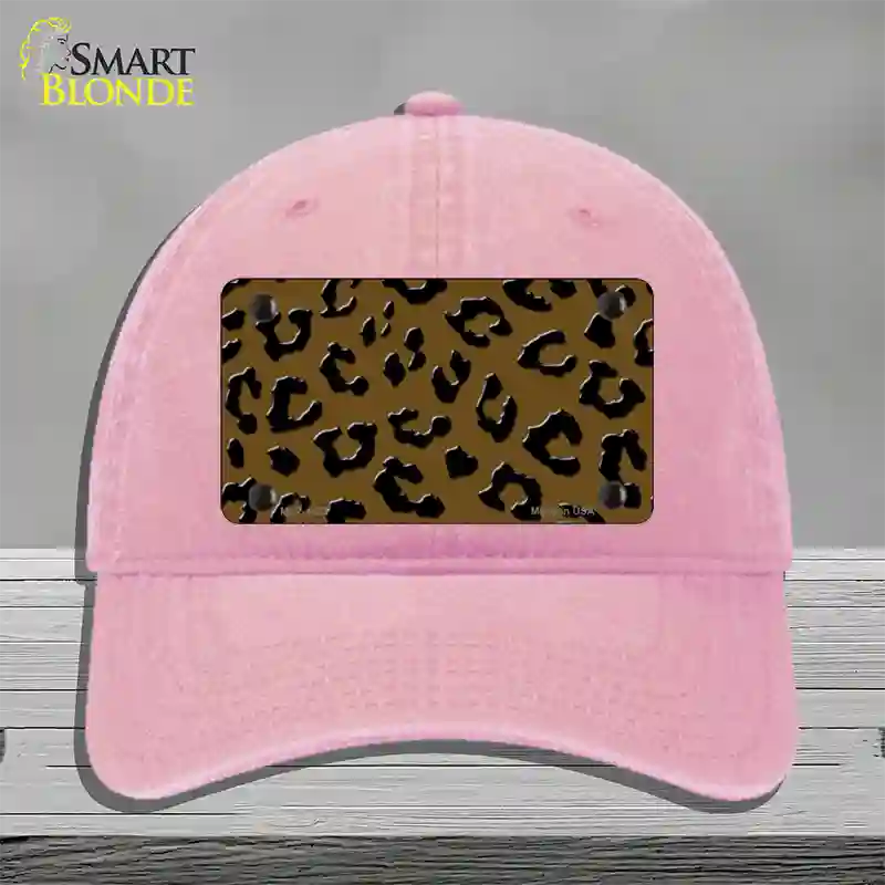 Brown Black Cheetah Novelty License Plate Hat Unconstructed Cotton / Pink