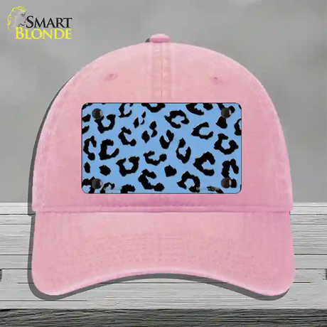 Light Blue Black Cheetah Novelty License Plate Hat Unconstructed Cotton / Pink