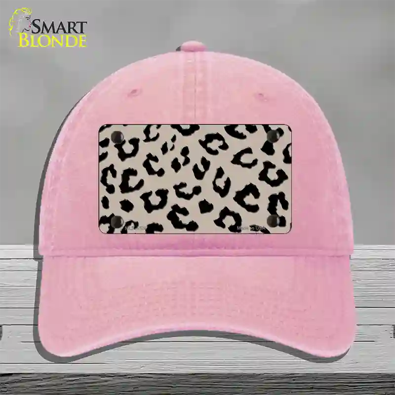 Tan Black Cheetah Novelty License Plate Hat Unconstructed Cotton / Pink