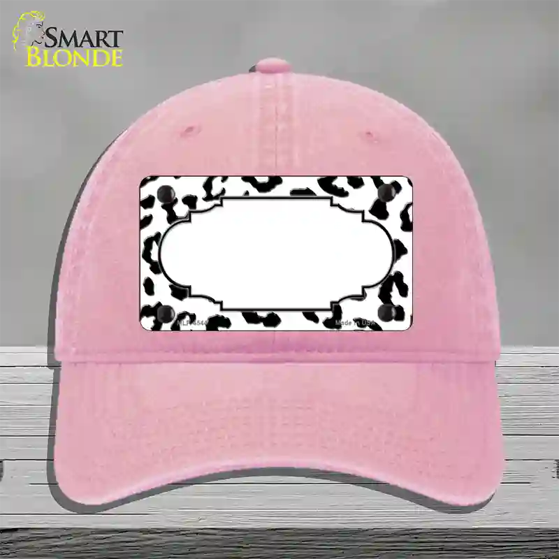 White Black Cheetah Scallop Novelty License Plate Hat Unconstructed Cotton / Pink