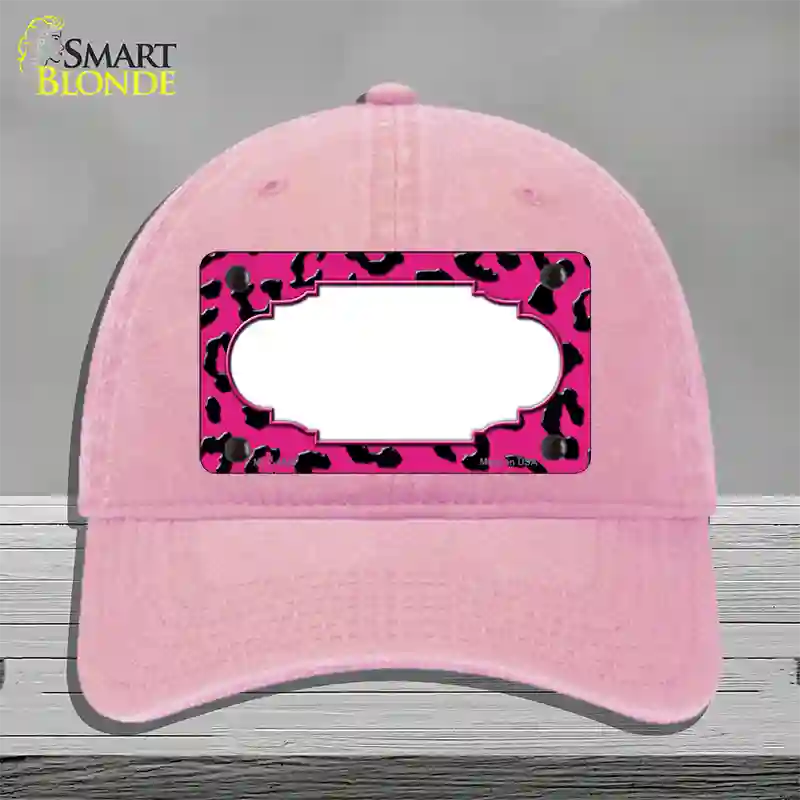 Pink Black Cheetah Scallop Novelty License Plate Hat Unconstructed Cotton / Pink