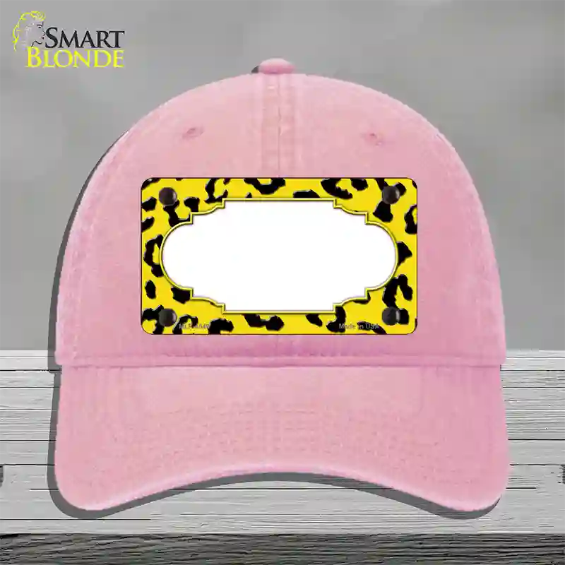 Yellow Black Cheetah Scallop Novelty License Plate Hat Unconstructed Cotton / Pink