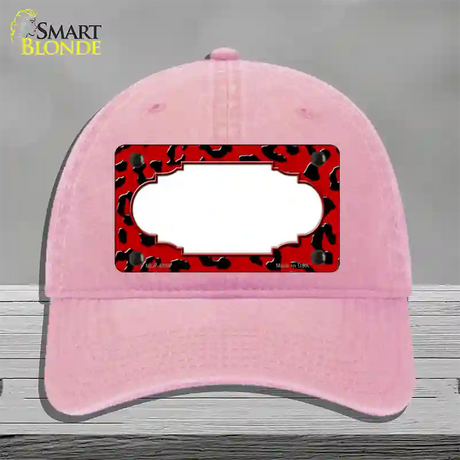 Red Black Cheetah Scallop Novelty License Plate Hat Unconstructed Cotton / Pink