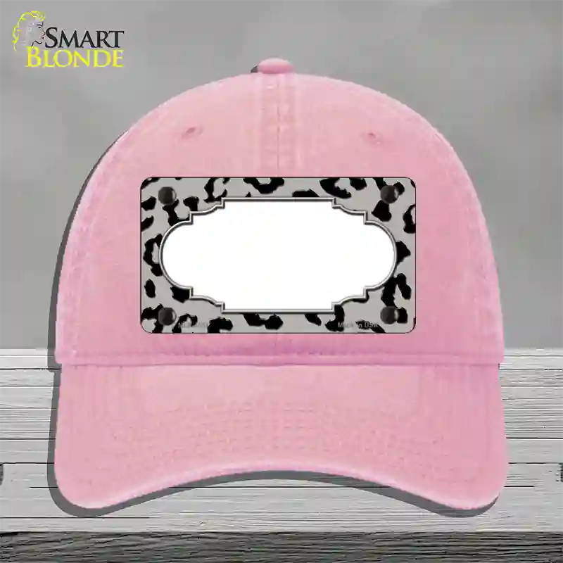 Grey Black Cheetah Scallop Novelty License Plate Hat Unconstructed Cotton / Pink