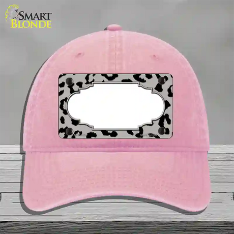 Grey Black Cheetah Scallop Novelty License Plate Hat Unconstructed Cotton / Pink