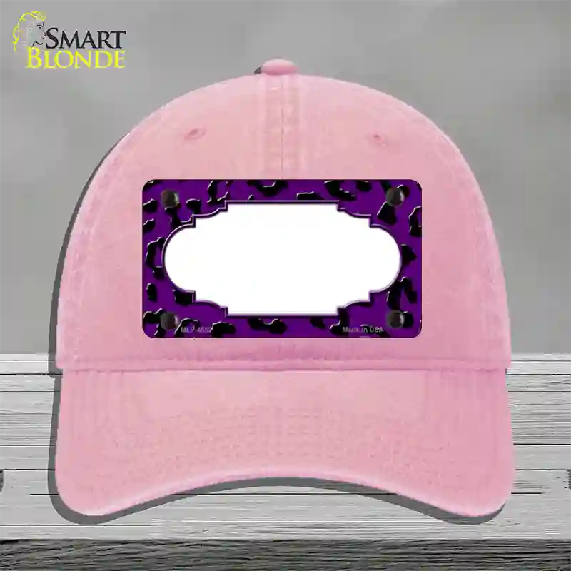 Purple Black Cheetah Scallop Novelty License Plate Hat Unconstructed Cotton / Pink