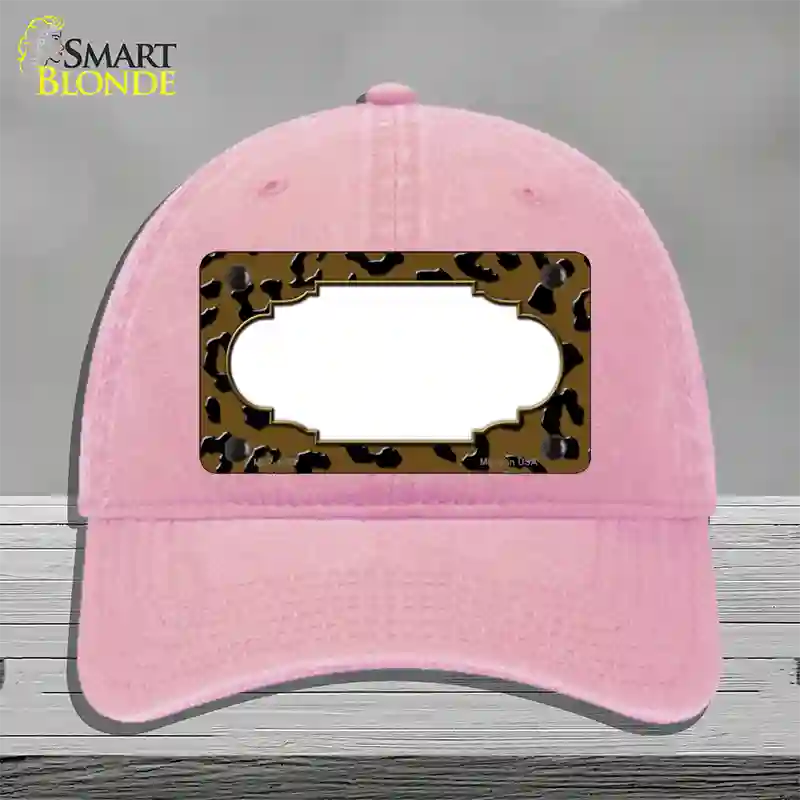 Brown Black Cheetah Scallop Novelty License Plate Hat Unconstructed Cotton / Pink