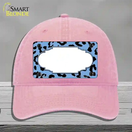 Light Blue Black Cheetah Scallop Novelty License Plate Hat Unconstructed Cotton / Pink