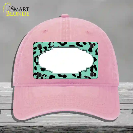 Mint Black Cheetah Scallop Novelty License Plate Hat Unconstructed Cotton / Pink