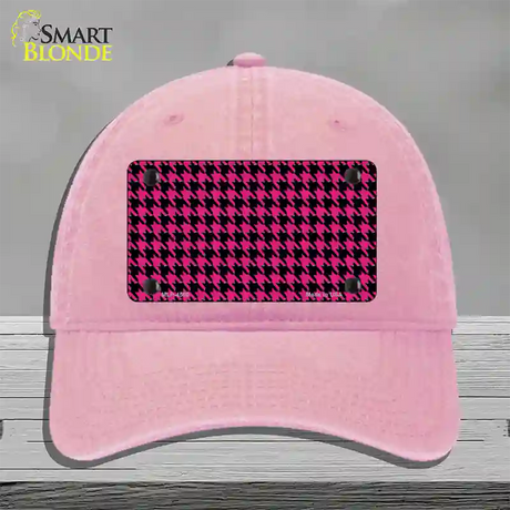 Pink Black Houndstooth Novelty License Plate Hat Unconstructed Cotton / Pink