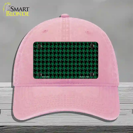 Green Black Houndstooth Novelty License Plate Hat Unconstructed Cotton / Pink