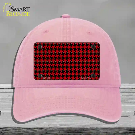 Red Black Houndstooth Novelty License Plate Hat Unconstructed Cotton / Pink