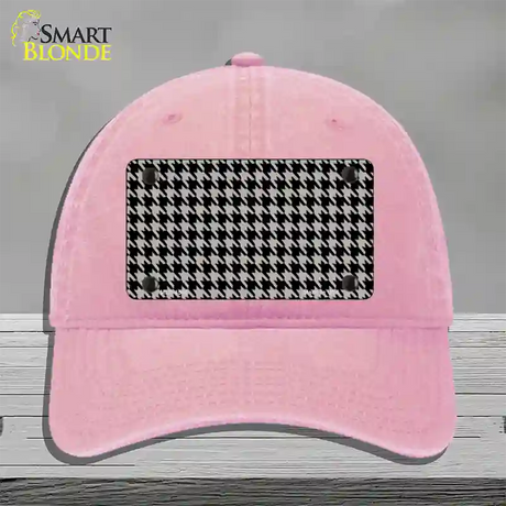 Grey Black Houndstooth Novelty License Plate Hat Unconstructed Cotton / Pink